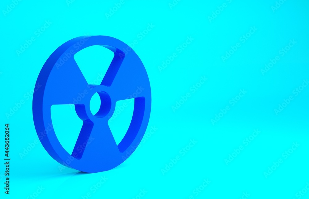 Blue Radioactive icon isolated on blue background. Radioactive toxic symbol. Radiation Hazard sign. Minimalism concept. 3d illustration 3D render Blue Radioactive icon isolated on blue background. Radioactive toxic symbol. Radiation Hazard sign. Minimalism concept. 3d illustration 3D render