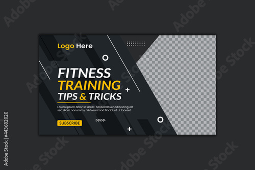 Fitness Training Youtube Thumbnail Template Design and Web Banner