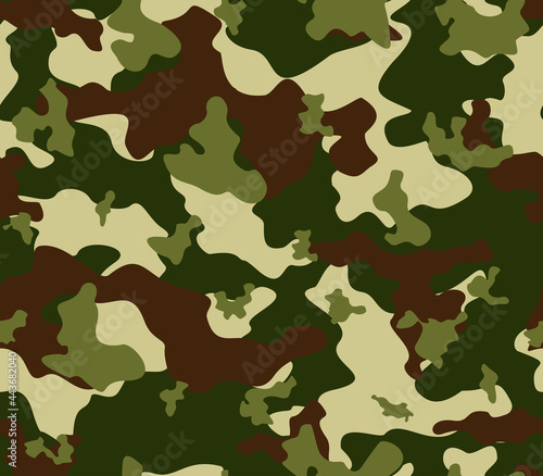 Green woodland camouflage texture, military background. EPS
