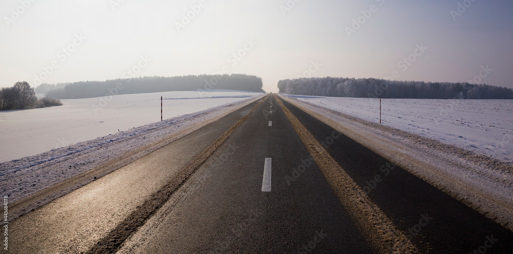 Fototapeta premium wide paved winter road