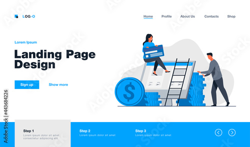 Bank client ordering credit card online. Woman at monitor with signed agreement, money, cash flat vector illustration. Online bank service concept for banner, website design or landing web page