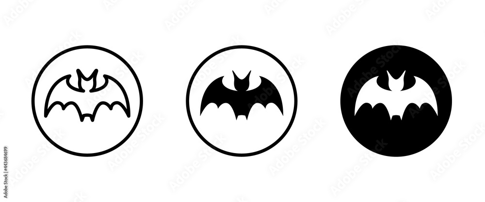 bat icon vector, sign, symbol, logo, illustration, editable stroke, flat design style isolated on white linear pictogram
