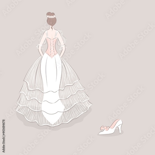 Girl in wedding dress lost a shoe
