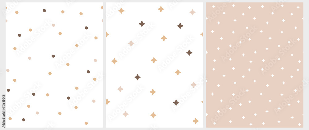 custom made wallpaper toronto digitalAbstract Geometric Seamless Vector Patterns with White, Pink and Brown Irregular Brush Dots and Stars on a White and Beige Backgrounds. Simple Irregular Abstract Minimalist Print. Dotted Backdrop.