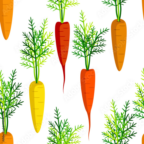 Carrots vegetables seamless pattern.