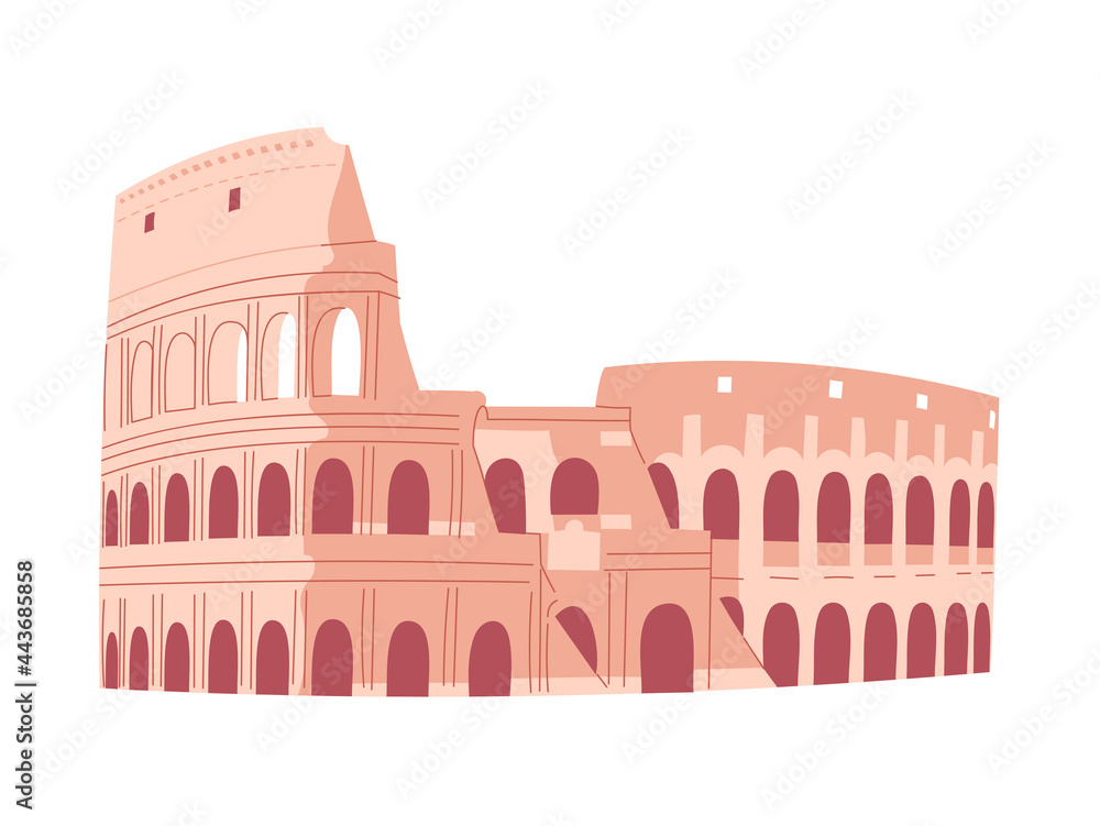 Coliseum in Rome. Italian sightseeing. Vector illustration.