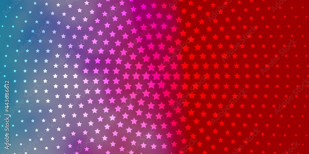 Light Blue, Red vector background with small and big stars.