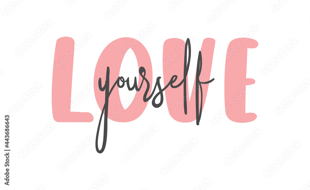 Love yourself quote lettering. Modern calligraphy text design for print, t shirt, sticker or banner. Vector illustration. Love yourself quote lettering. Modern calligraphy text design for print, t shirt, sticker or banner. Vector illustration.