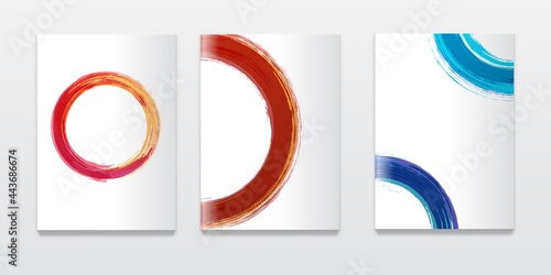 Brochure or booklet design template with watercolor circle. Corporate report or advertizing mockup with colorful ink ring.