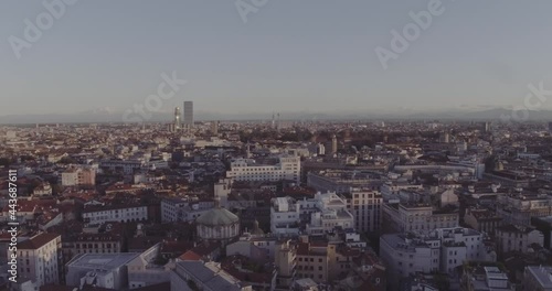 Wallpaper Mural Aerial footage drone view sunrise Milan skyline and boulevard // no video editing
 Torontodigital.ca