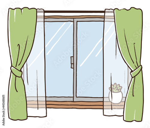 腰窓とカーテン