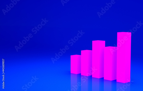 Pink Graph  schedule  chart  diagram  infographic  pie graph icon isolated on blue background. Minimalism concept. 3d illustration 3D render