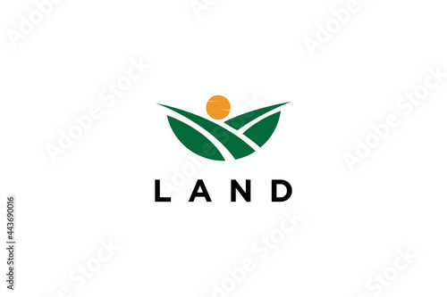 Abstract Land hill logo design vector illustration. Land Hill suitable for farm and golf company logos.