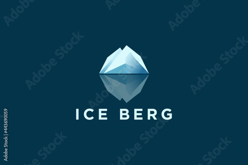 Floating Ice Mountain or Iceberg logo design vector illustration