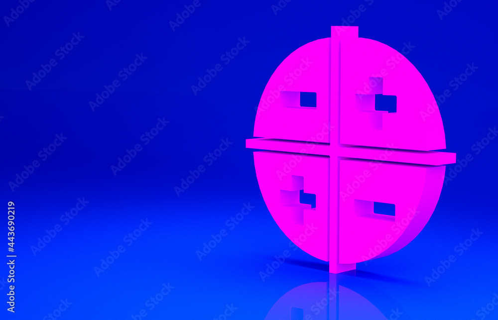 Pink XYZ Coordinate system icon isolated on blue background. XYZ axis for graph statistics display. Minimalism concept. 3d illustration 3D render