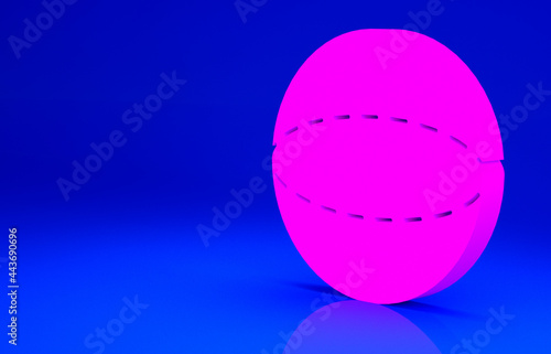 Pink Geometric figure Sphere icon isolated on blue background. Abstract shape. Geometric ornament. Minimalism concept. 3d illustration 3D render