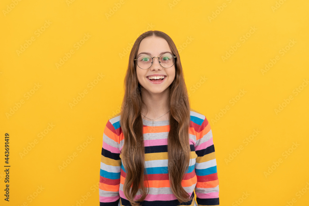 Fototapeta premium happy schoolgirl nerd teen girl in eyeglasses for vision, eyewear