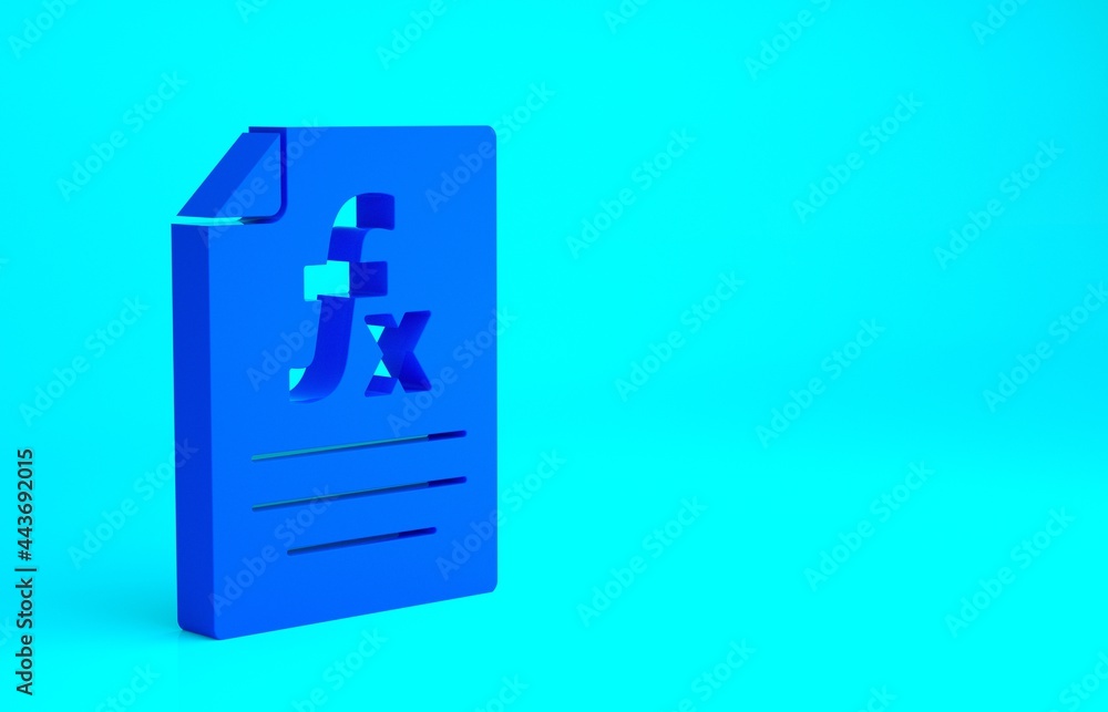 Blue Function mathematical symbol icon isolated on blue background. Minimalism concept. 3d illustration 3D render Blue Function mathematical symbol icon isolated on blue background. Minimalism concept. 3d illustration 3D render