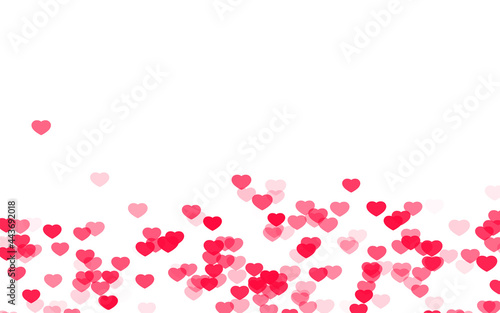 Valentine day pink red hearts on white background.