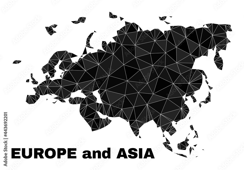 lowpoly Europe and Asia map. Polygonal Europe and Asia map vector