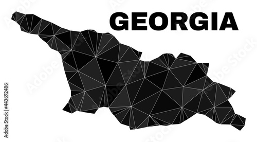 lowpoly Georgia map. Polygonal Georgia map vector constructed of randomized triangles. Triangulated Georgia map polygonal model for political purposes.