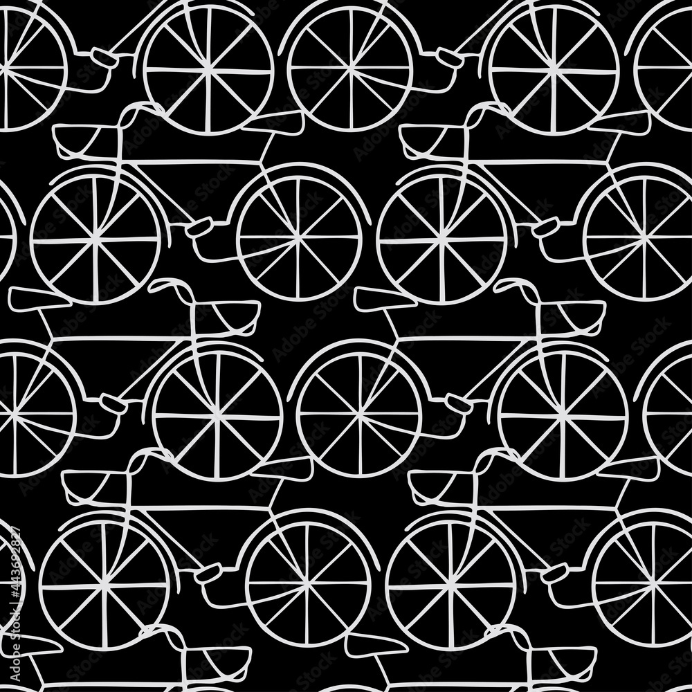 Seamless vector illustration pattern black and white design of a bicycle Seamless vector illustration pattern black and white design of a bicycle