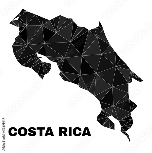 lowpoly Costa Rica map. Polygonal Costa Rica map vector is designed with random triangles. Triangulated Costa Rica map polygonal collage for political illustrations.