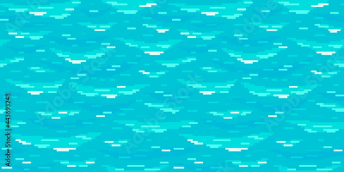 Pixel art water background. Seamless sea texture backdrop.