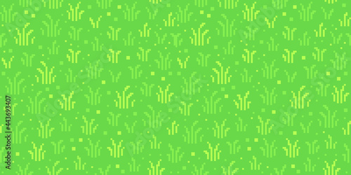 Pixel art grass background. Seamless lawn texture backdrop.
