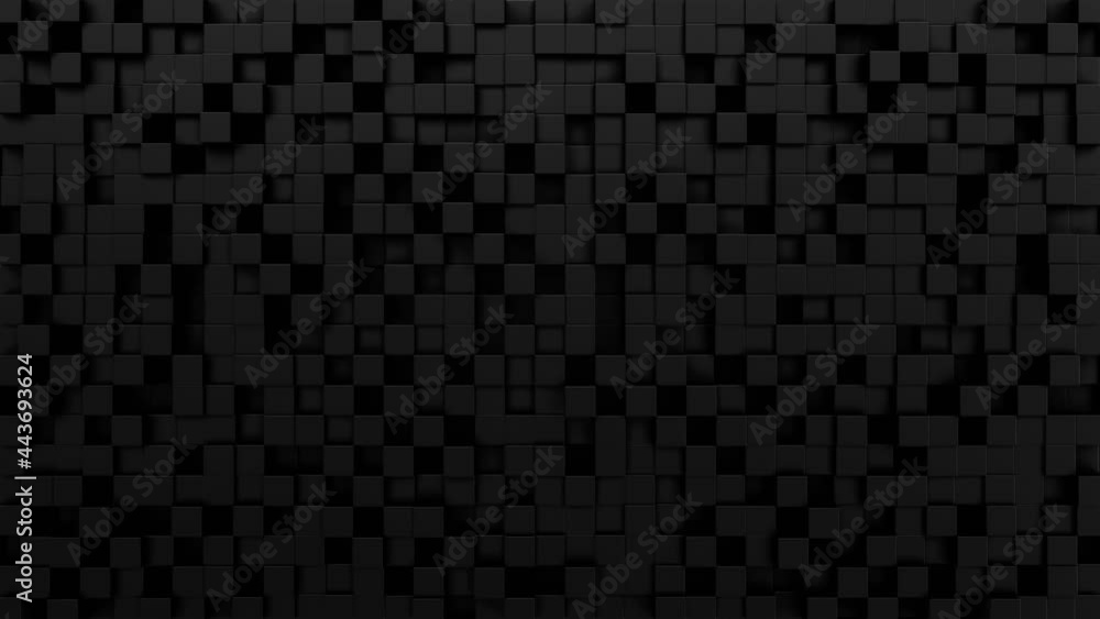 Black cubes abstract pattern background. Black block abstract modern cubes wave. Motion design background. 4k UHD 3840x2160.
