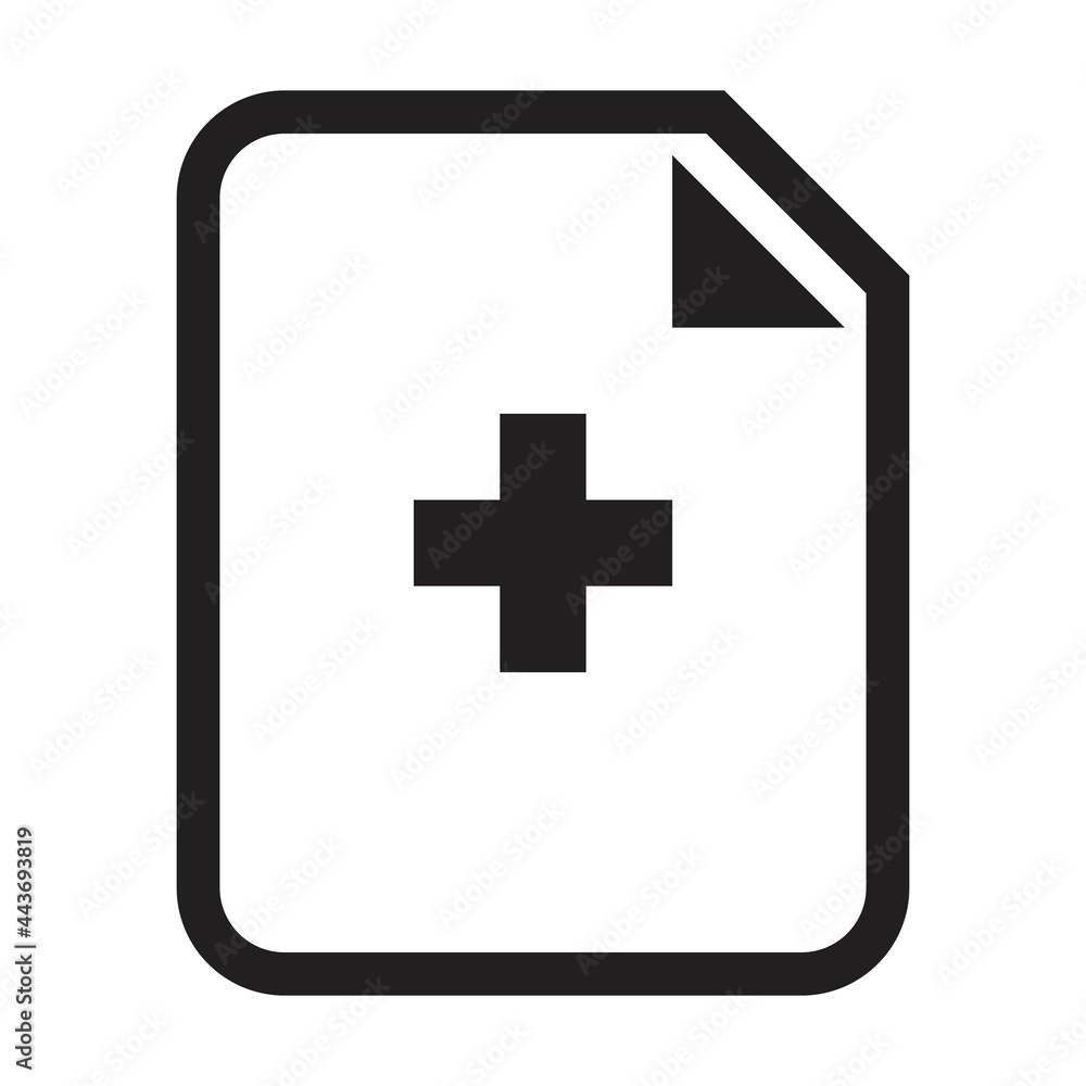 Add document icon vector with plus symbol for business application and finance in a outline glyph pictogram illustration Add document icon vector with plus symbol for business application and finance in a outline glyph pictogram illustration