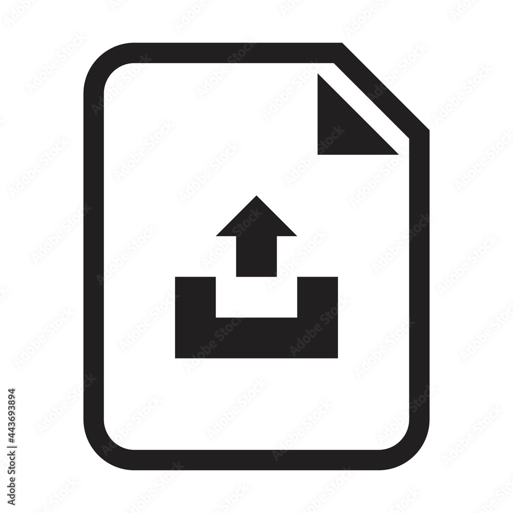 Upload document icon vector with uploading file for business application data and finance in a outline glyph pictogram illustration Upload document icon vector with uploading file for business application data and finance in a outline glyph pictogram illustration