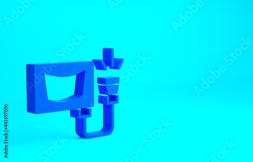 Blue Ultrasound icon isolated on blue background. Medical equipment. Minimalism concept. 3d illustration 3D render