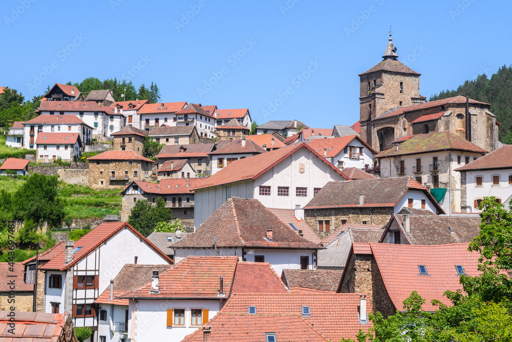 Fototapeta premium traditional town of otsagabia in navarre pyrenees, Spain