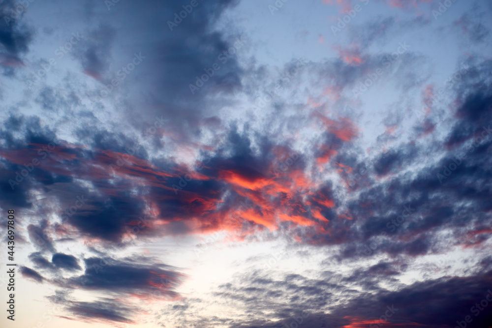 sunset with red, yellow, blue and purple sky sunset with red, yellow, blue and purple sky