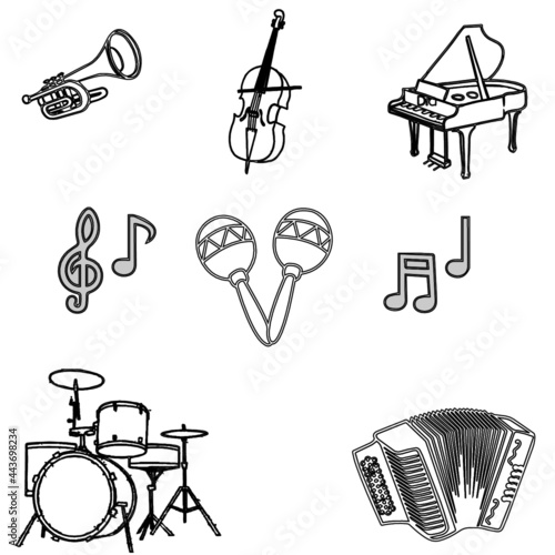 music, violin, isolated, instrument, musical, guitar, white, classical, instruments, string, wood, set, illustration, sound, drum, abstract, art, icon, viola, old