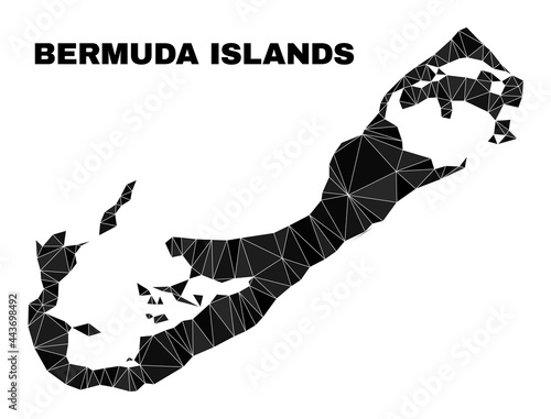 Low-poly Bermuda Islands map. Polygonal Bermuda Islands map vector filled of chaotic triangles. Triangulated Bermuda Islands map polygonal model for political illustrations.