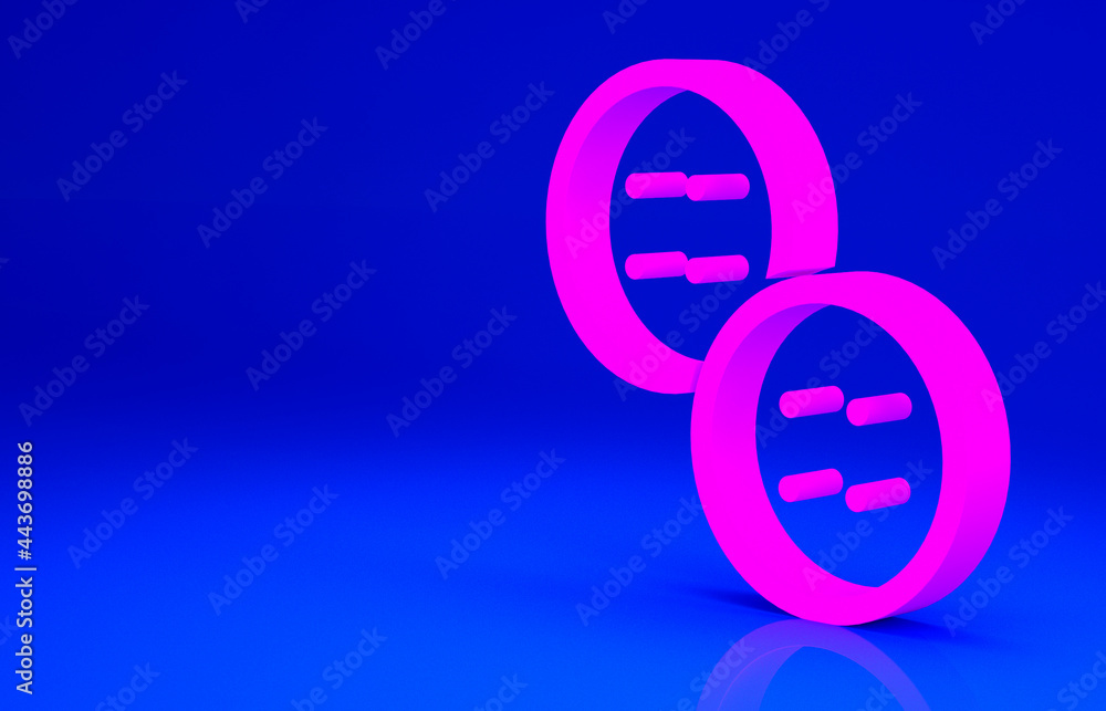 Pink Sewing button for clothes icon isolated on blue background. Clothing button. Minimalism concept. 3d illustration 3D render Pink Sewing button for clothes icon isolated on blue background. Clothing button. Minimalism concept. 3d illustration 3D render