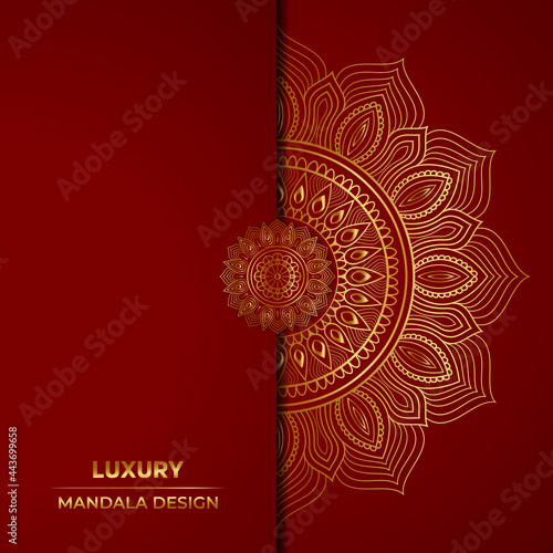 luxury ornamental mandala design background in gold color , with different gradient color background. 