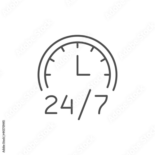 24 hours service line outline icon isolated on white