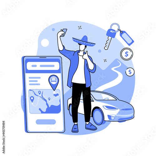 Road trip abstract concept vector illustration.