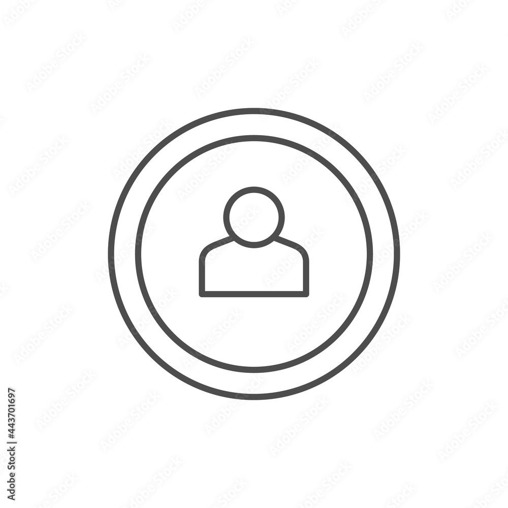 Person in circle line outline icon isolated on white Person in circle line outline icon isolated on white