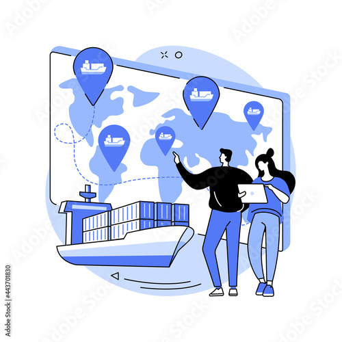 Ship tracking abstract concept vector illustration.