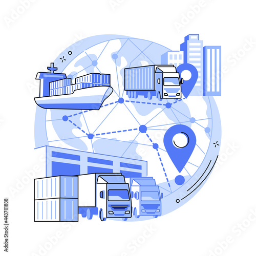 Blockchain in transport technology abstract concept vector illustration.