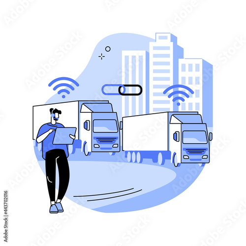 Truck platooning abstract concept vector illustration.