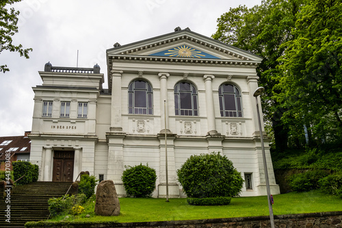 Front exterior of Freemason's Hall in Flensburg Schleswig Holstein Germany photo