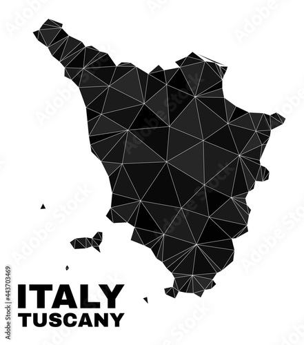 lowpoly Tuscany region map. Polygonal Tuscany region map vector designed with random triangles. Triangulated Tuscany region map polygonal collage for political posters.