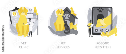 Animal services abstract concept vector illustrations.