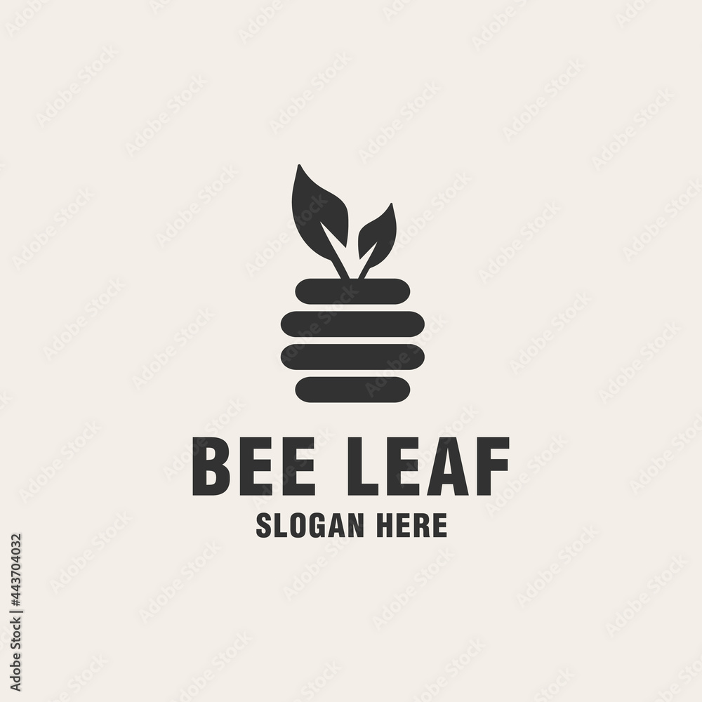 Bee leaf logo template on monogram style Bee leaf logo template on monogram style