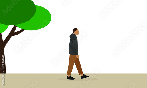 Male character alone walking outdoors